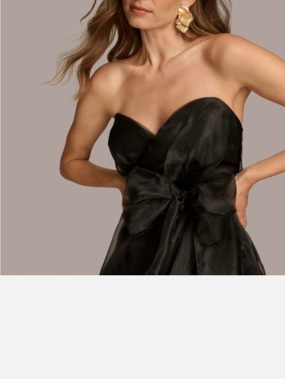 NWT Donna Karan Black Strapless Gown with Bow Waist - Picture 3 of 6
